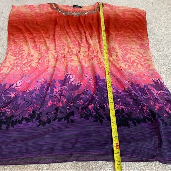 Nichii Beach cover-up sequin Sunset colours short sleeve chiffon kimono blouse - Picture 10 of 12